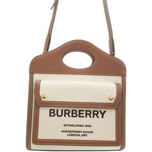 Burberry Two Tone Canvas Leather Pocket Bag